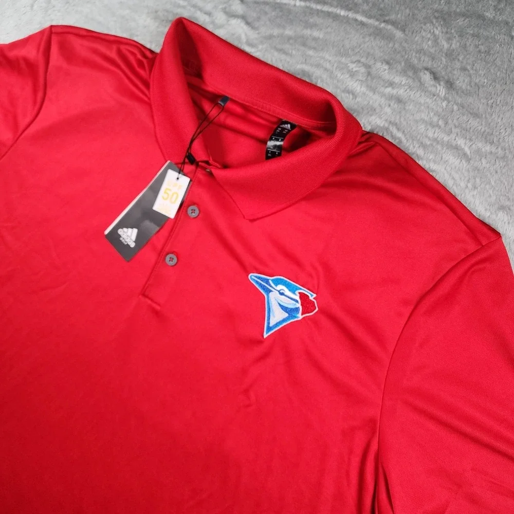 Toronto Blue Jays Polo Shirt Mens 2XL Red MLB Baseball‎ Adidas Golf UPF 50 Top
